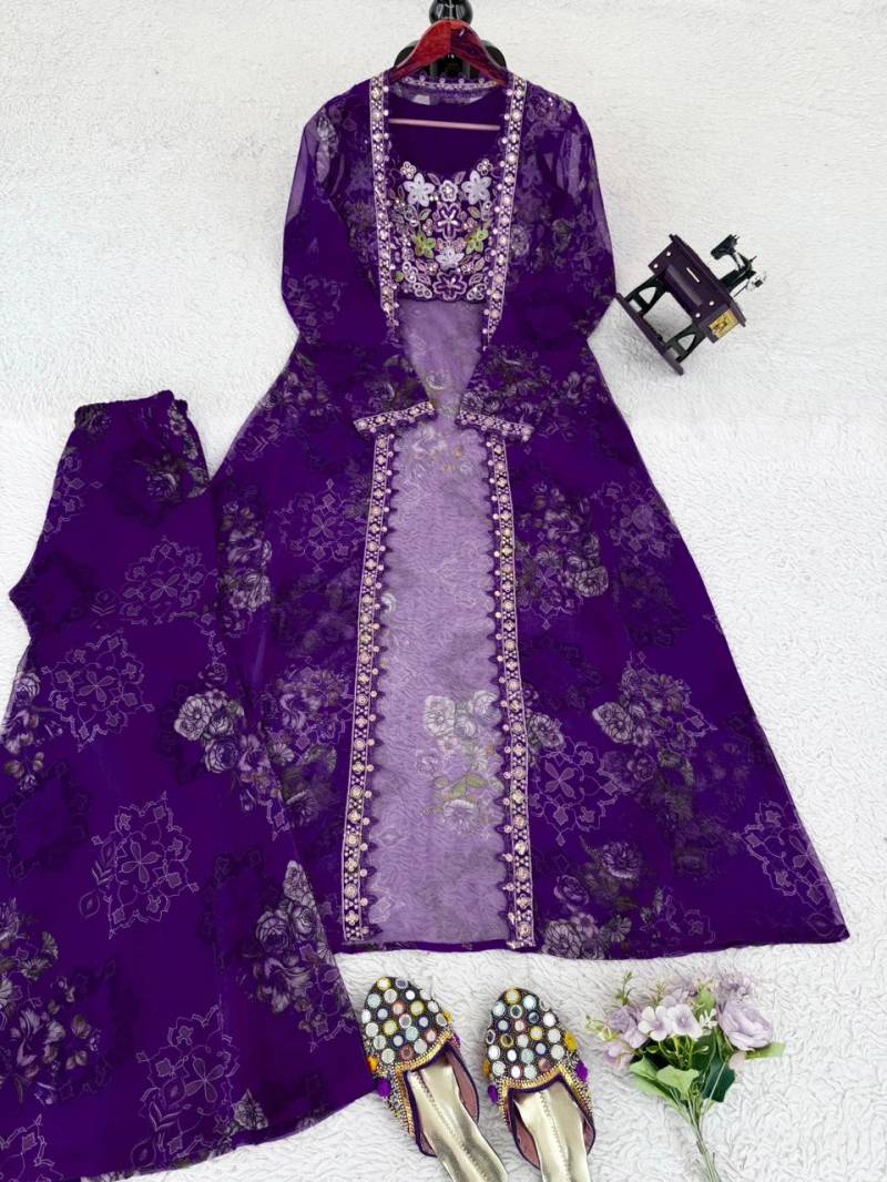 Purple Premium Silk Indo Western