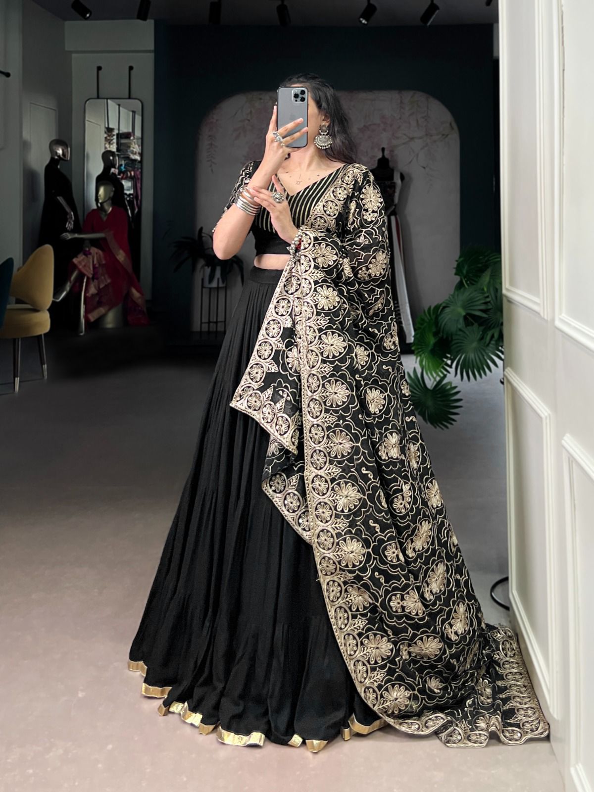 Black & Gold Festive Lehenga Ensemble