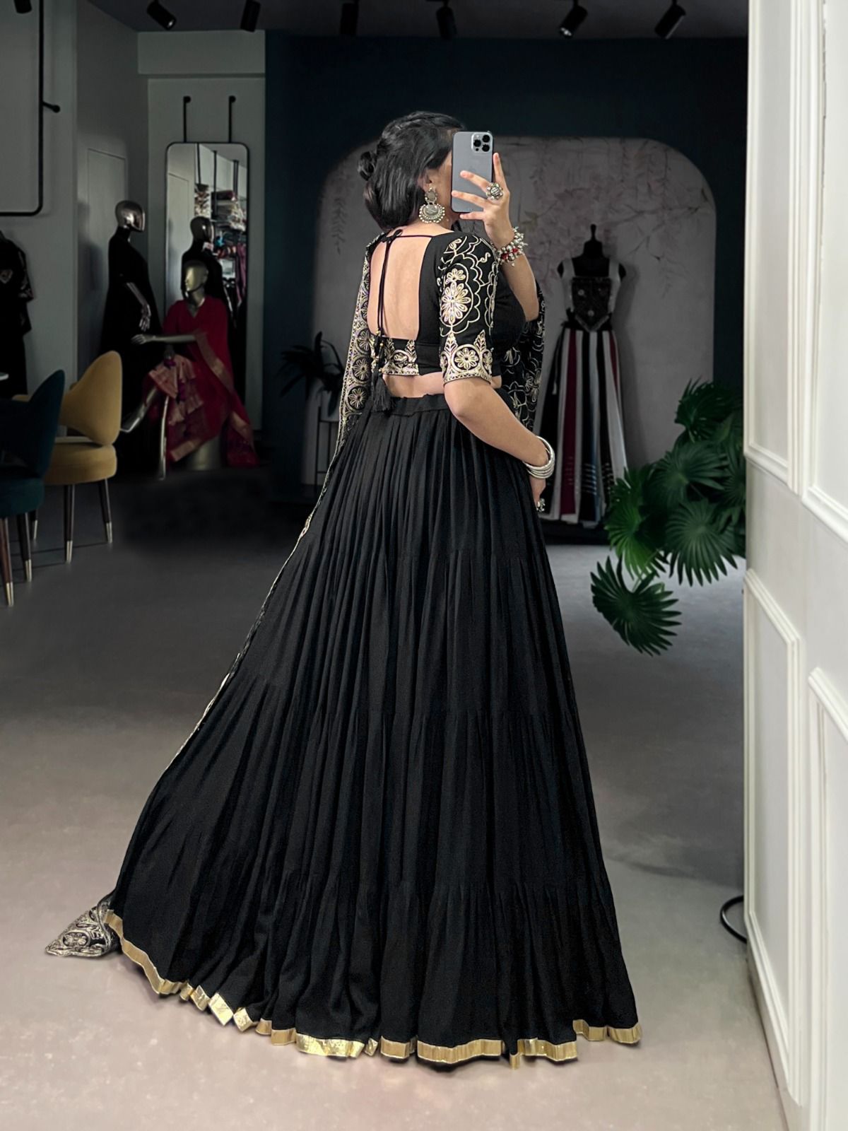 Black & Gold Festive Lehenga Ensemble