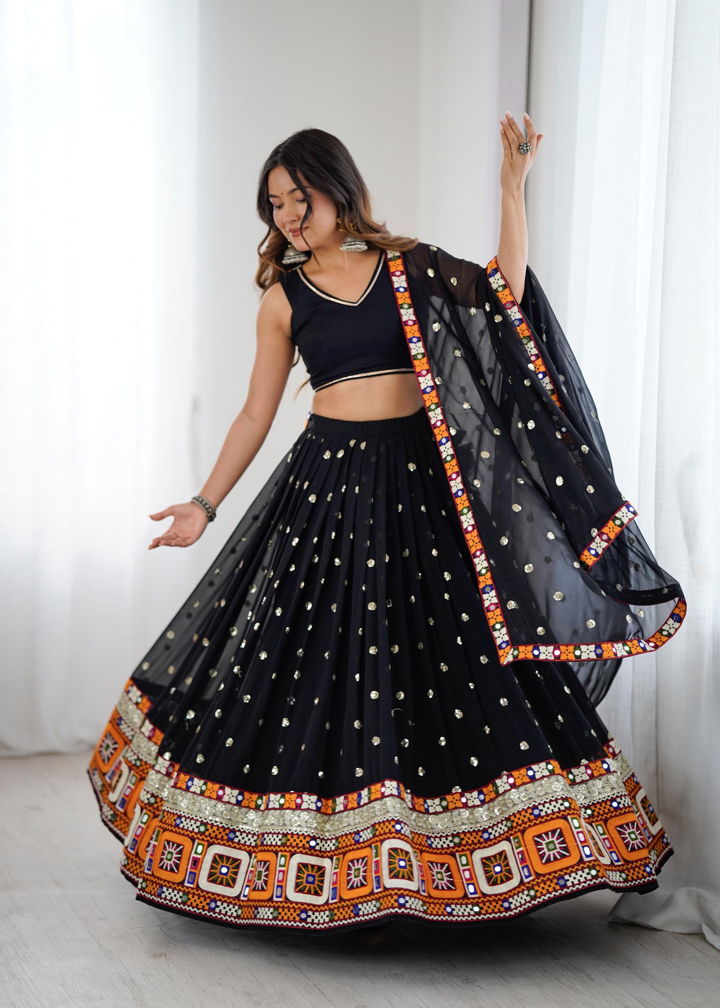 Black Mirror Work Lehenga Choli