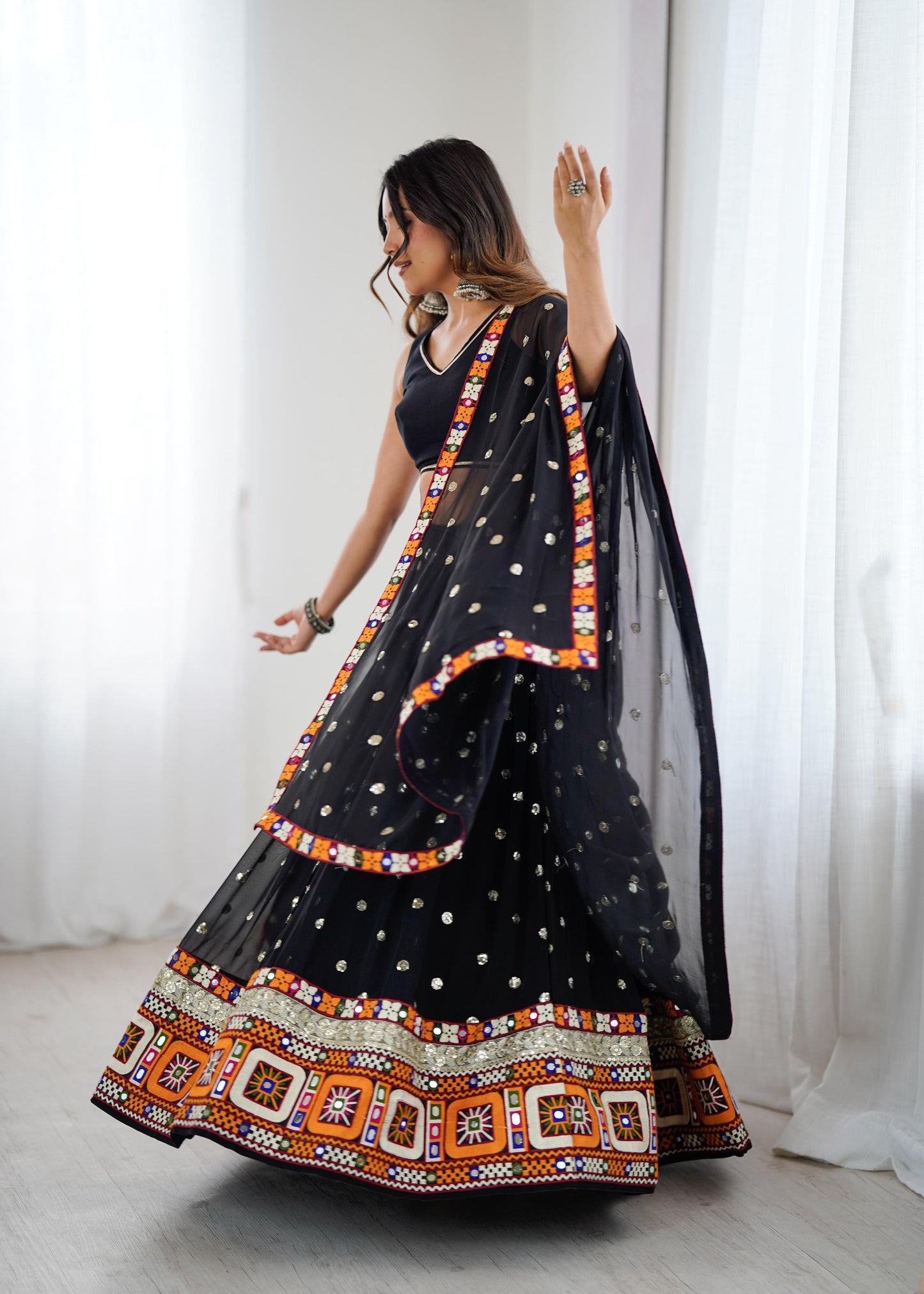 Black Mirror Work Lehenga Choli