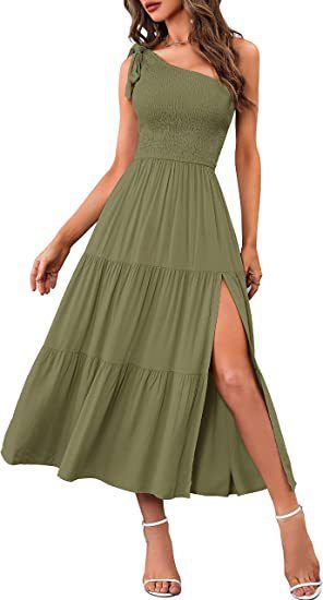 One-Shoulder Split Hem Dress