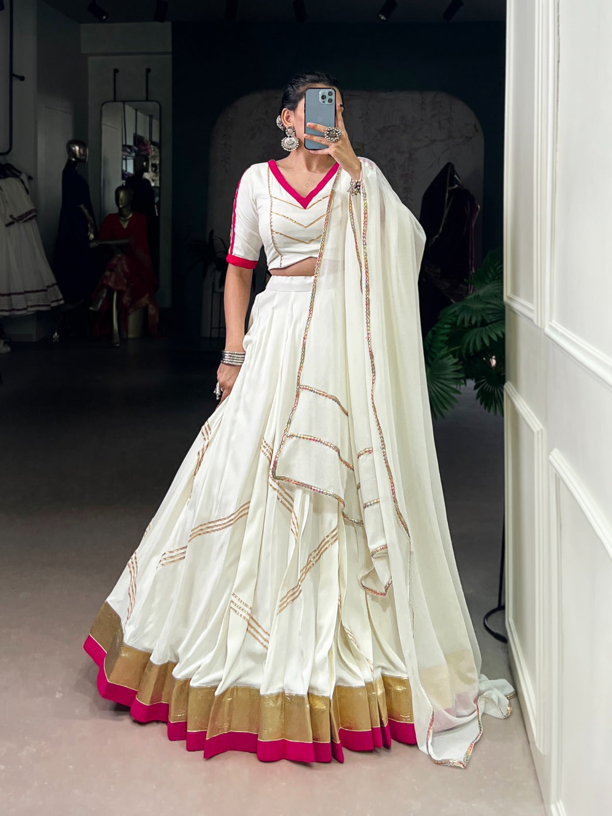 White Premium Pure Rayon Lehenga