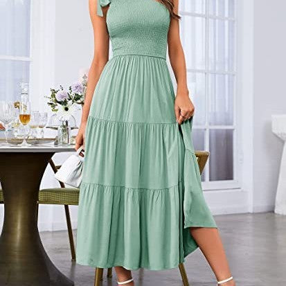One-Shoulder Split Hem Dress