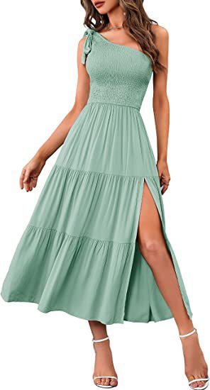 One-Shoulder Split Hem Dress