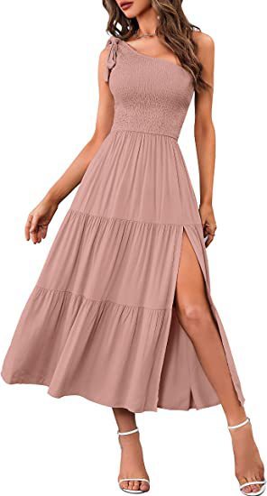 One-Shoulder Split Hem Dress