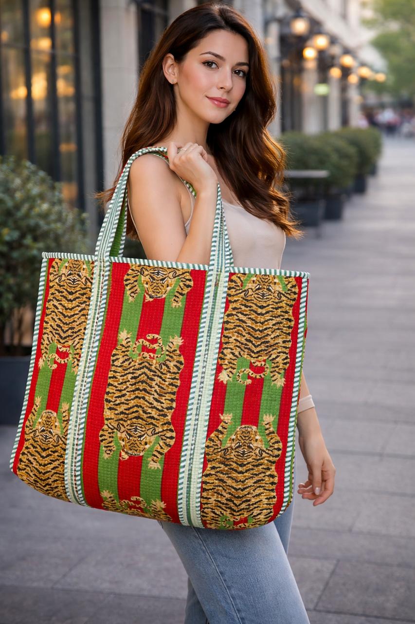 Red & Green Combination Tote Bag