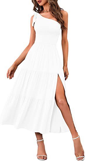 One-Shoulder Split Hem Dress