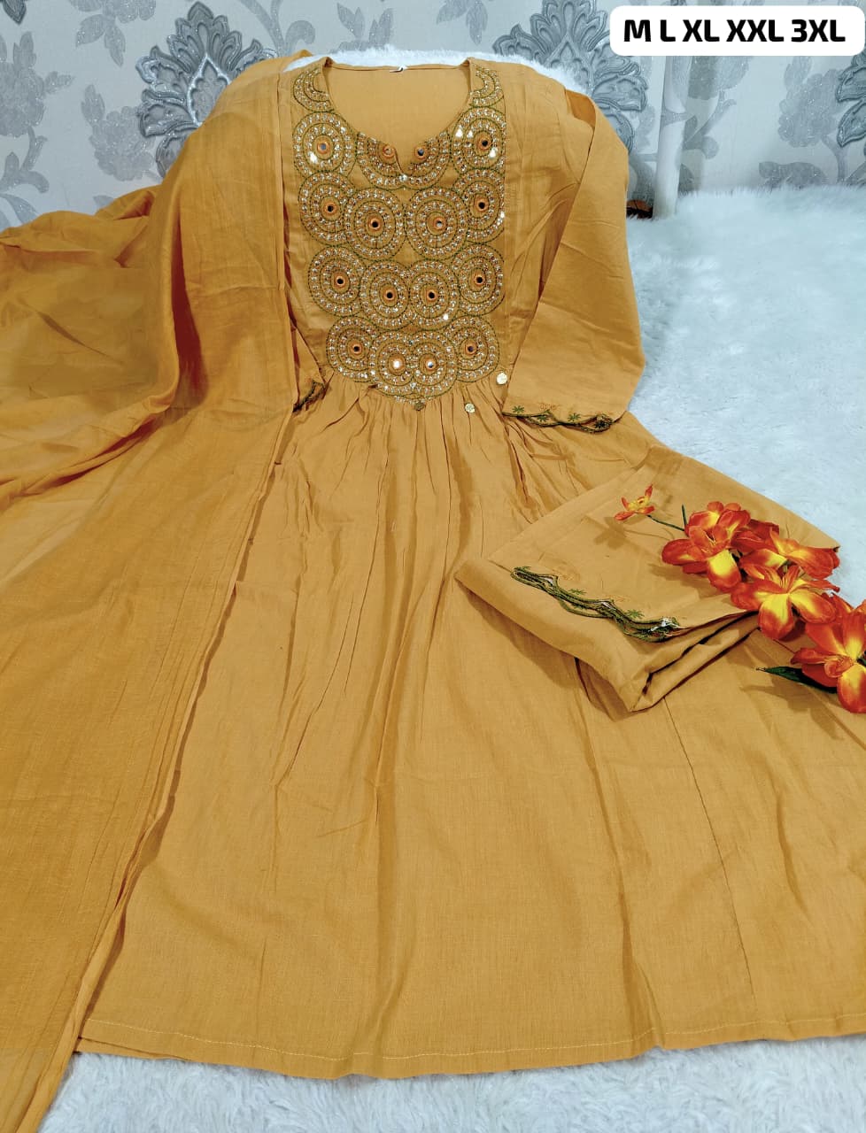 Brown Pure Cotton Anarkali Kurti