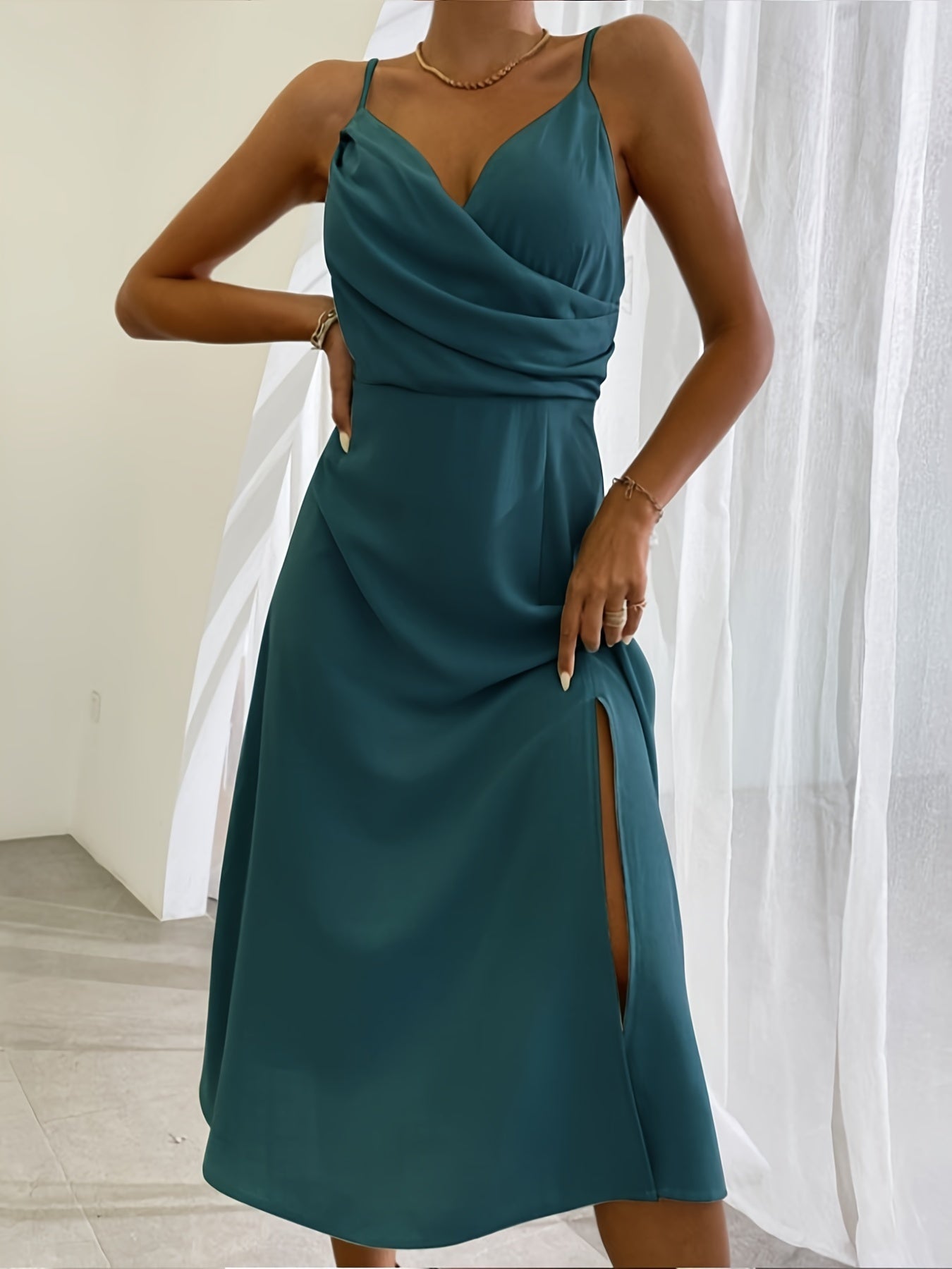 Slim V-Neck Sling Dress