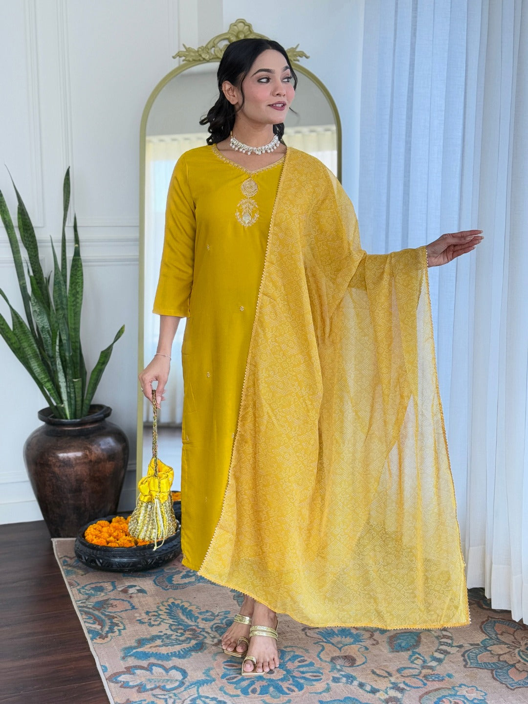 Yellow Primium Rayon Kurti