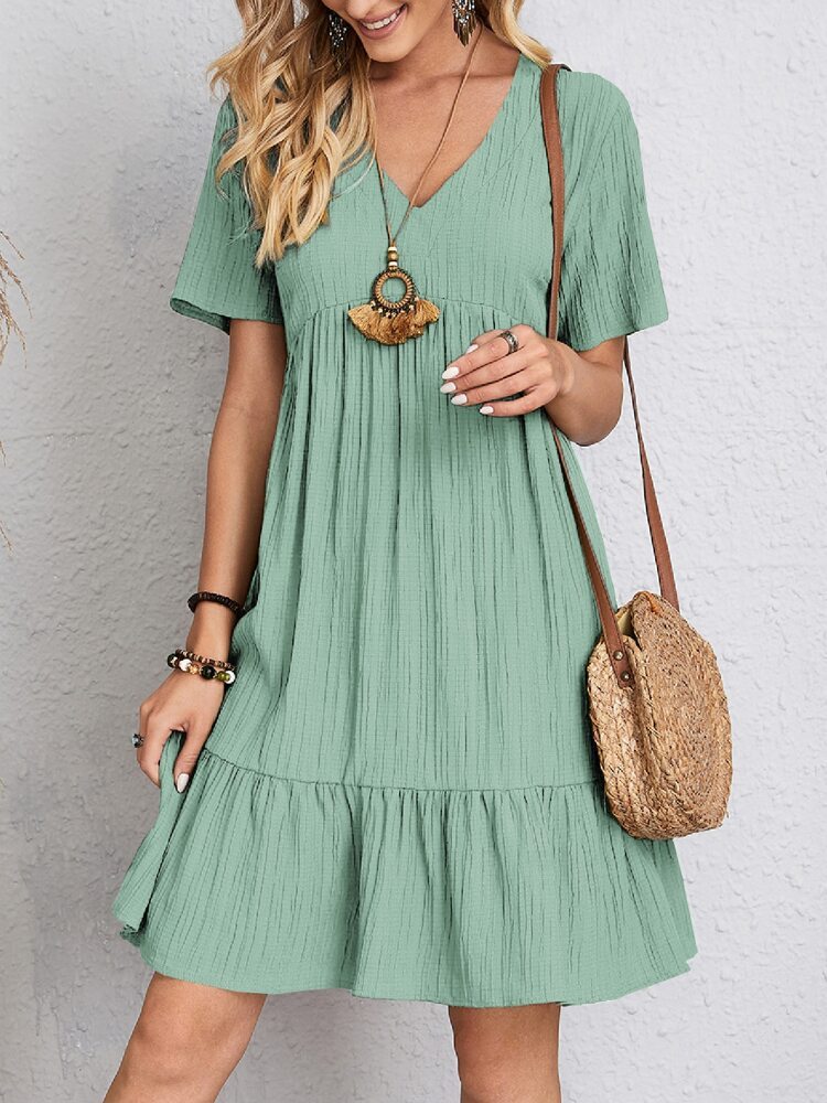 Ruffled V-Neck Summer Dress