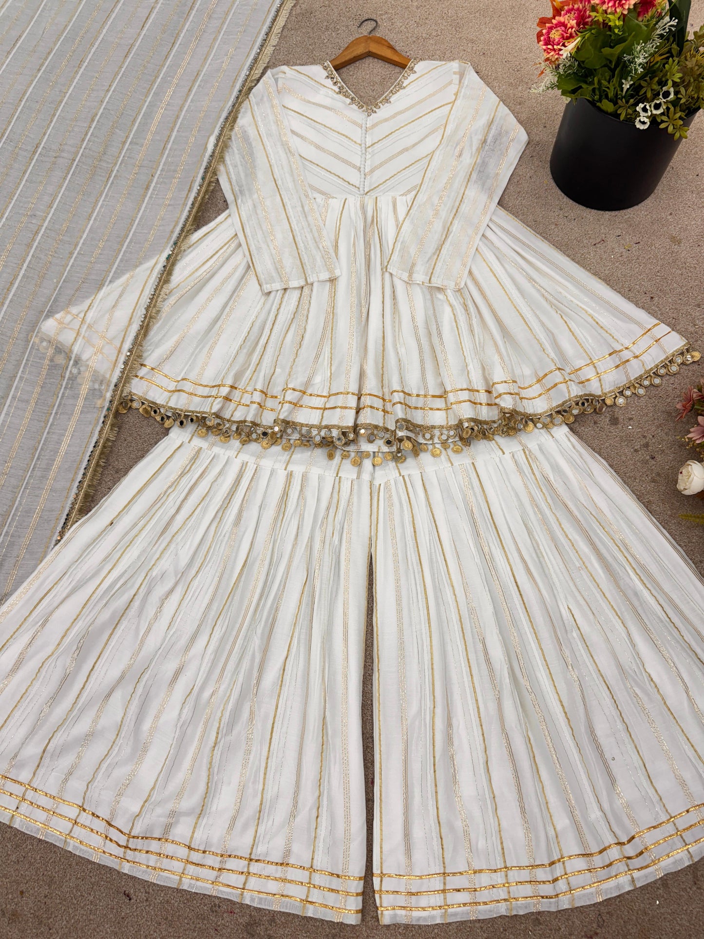 White Fully Stitched Sharara Plazo