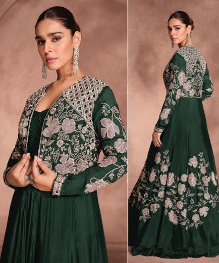 Green Elegance Wedding Gown & Lehenga