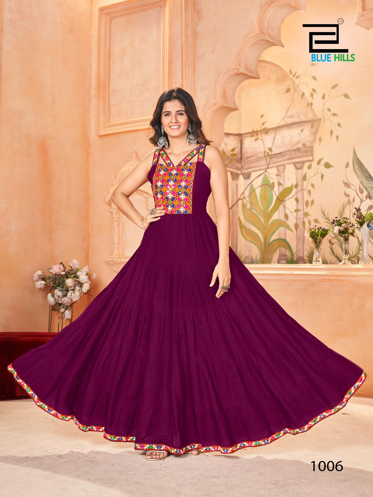 Purple Elegant Rayon Gown