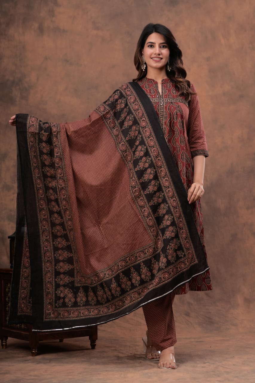 Printed Kurti with Pant and Dupatta