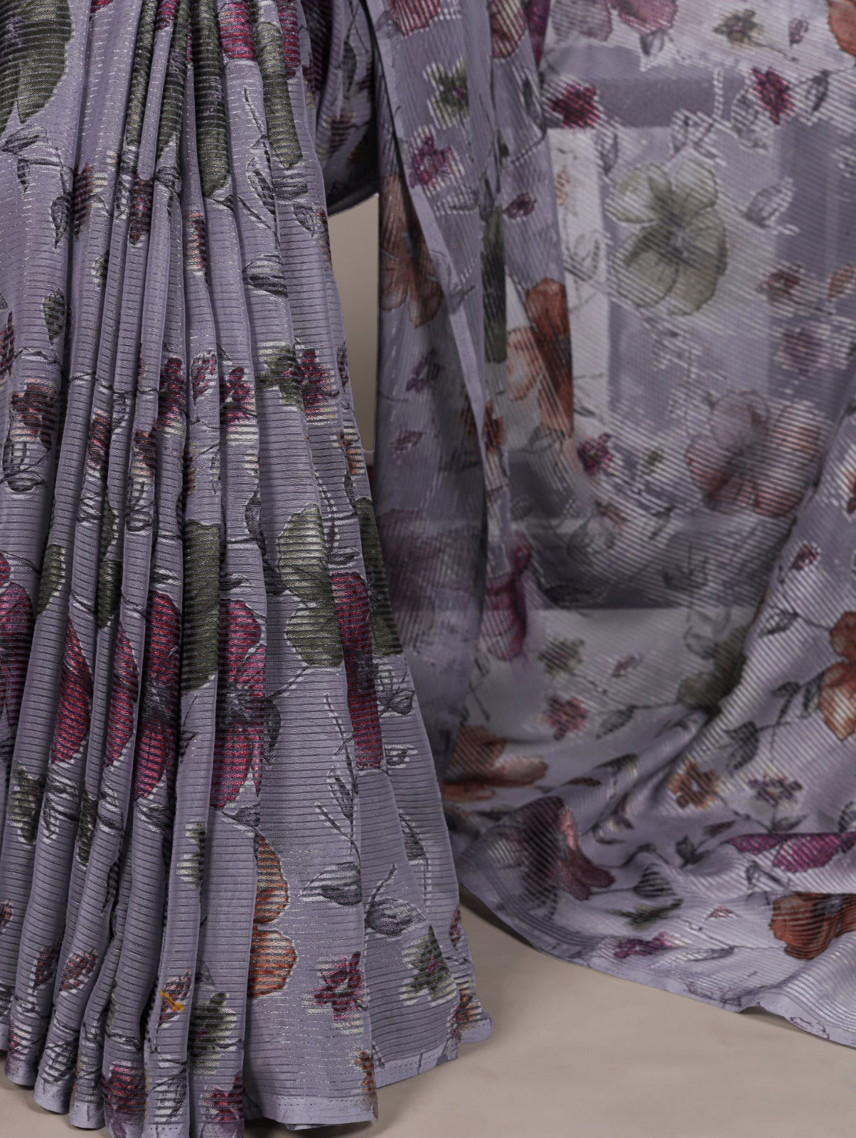 Grey Lurex Brasso Saree