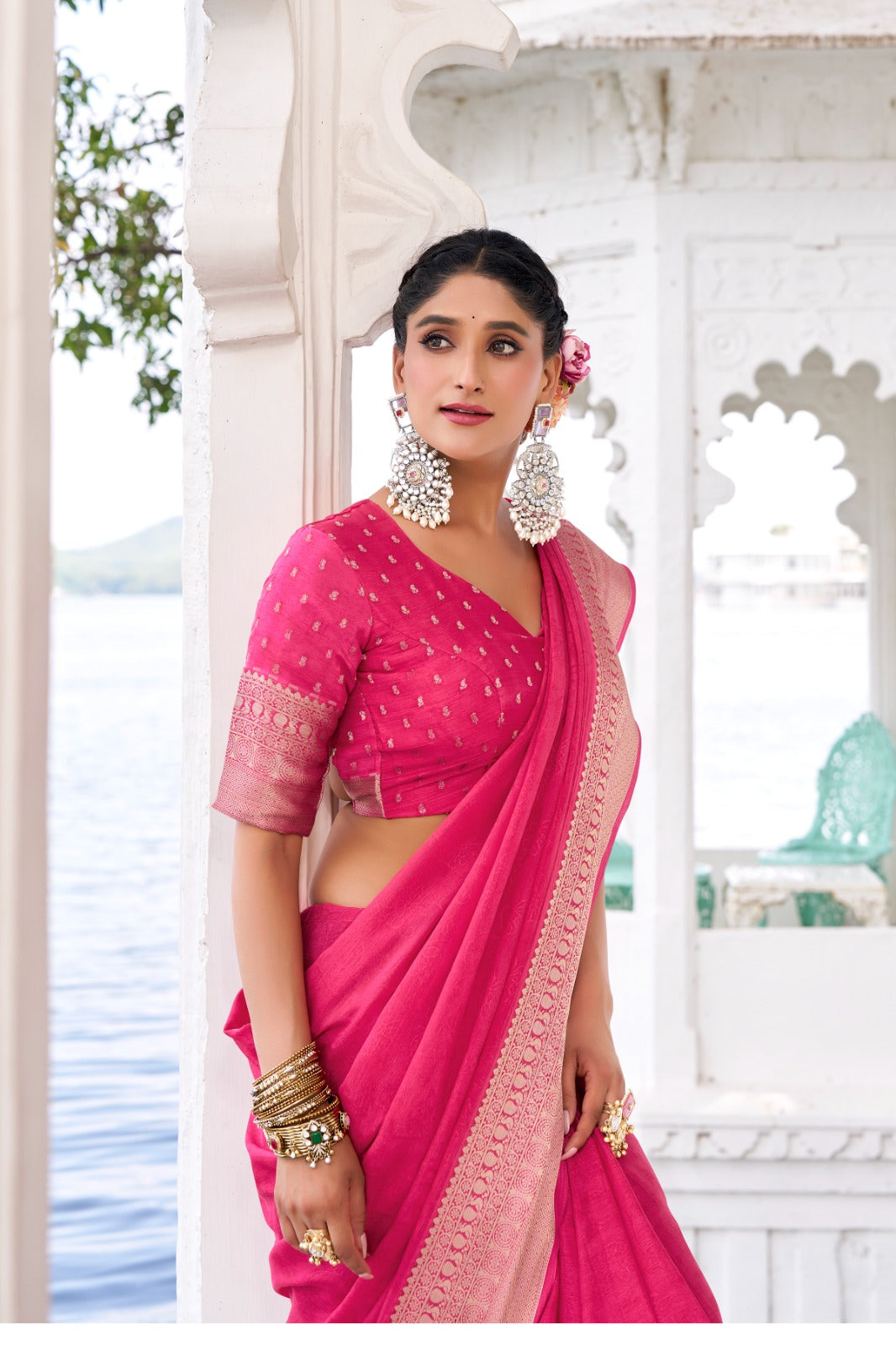 Pink Elegant Festive Saree