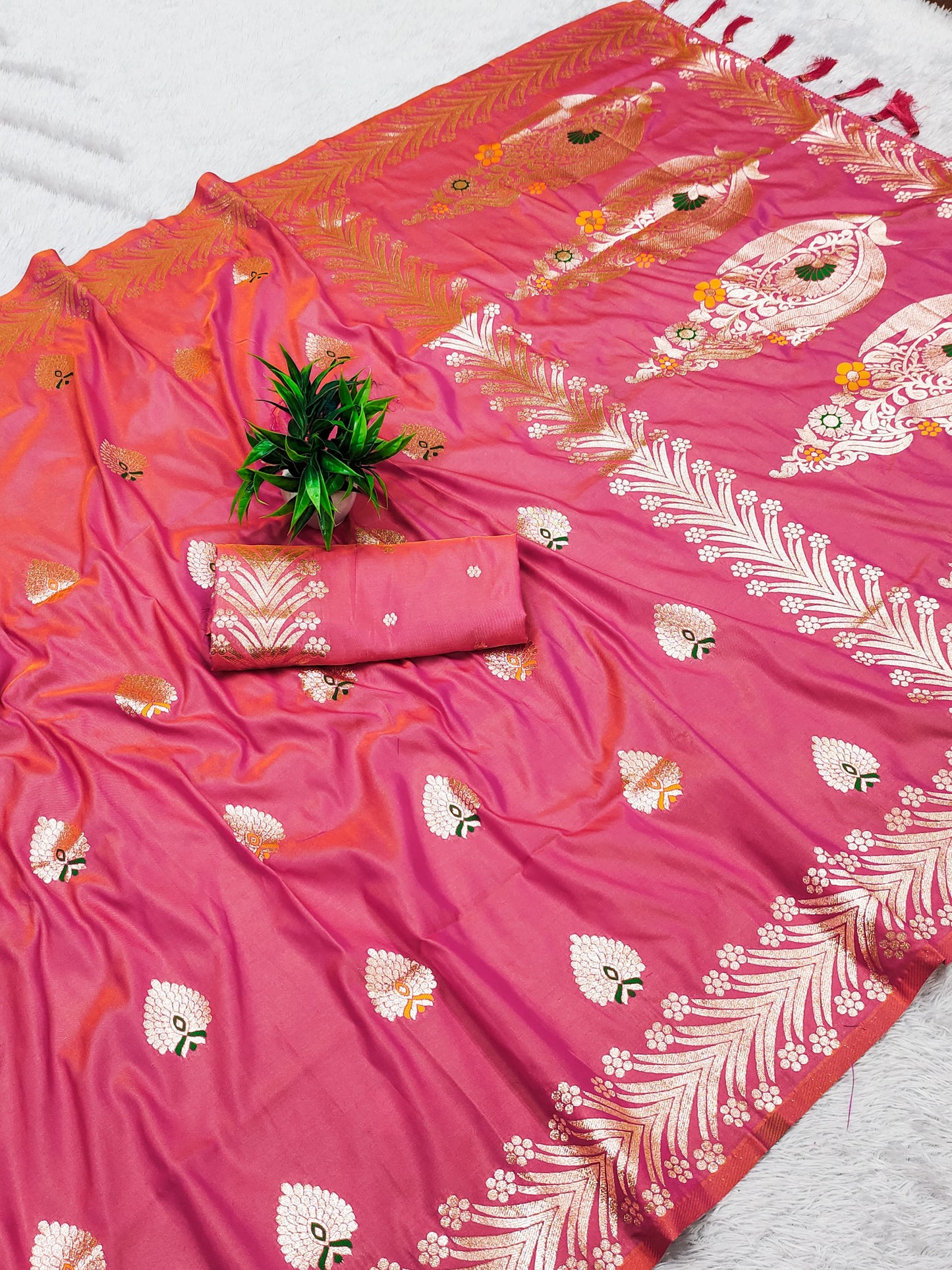 Peach Traditional Banarasi Elegance Saree