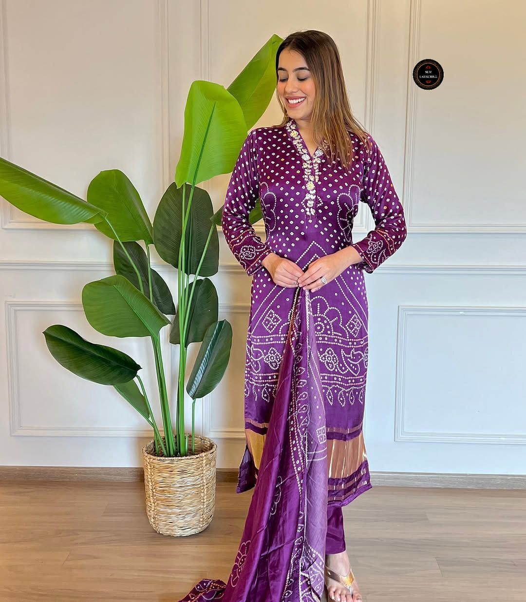 Purple Heavy Viscose Cotton Kurti
