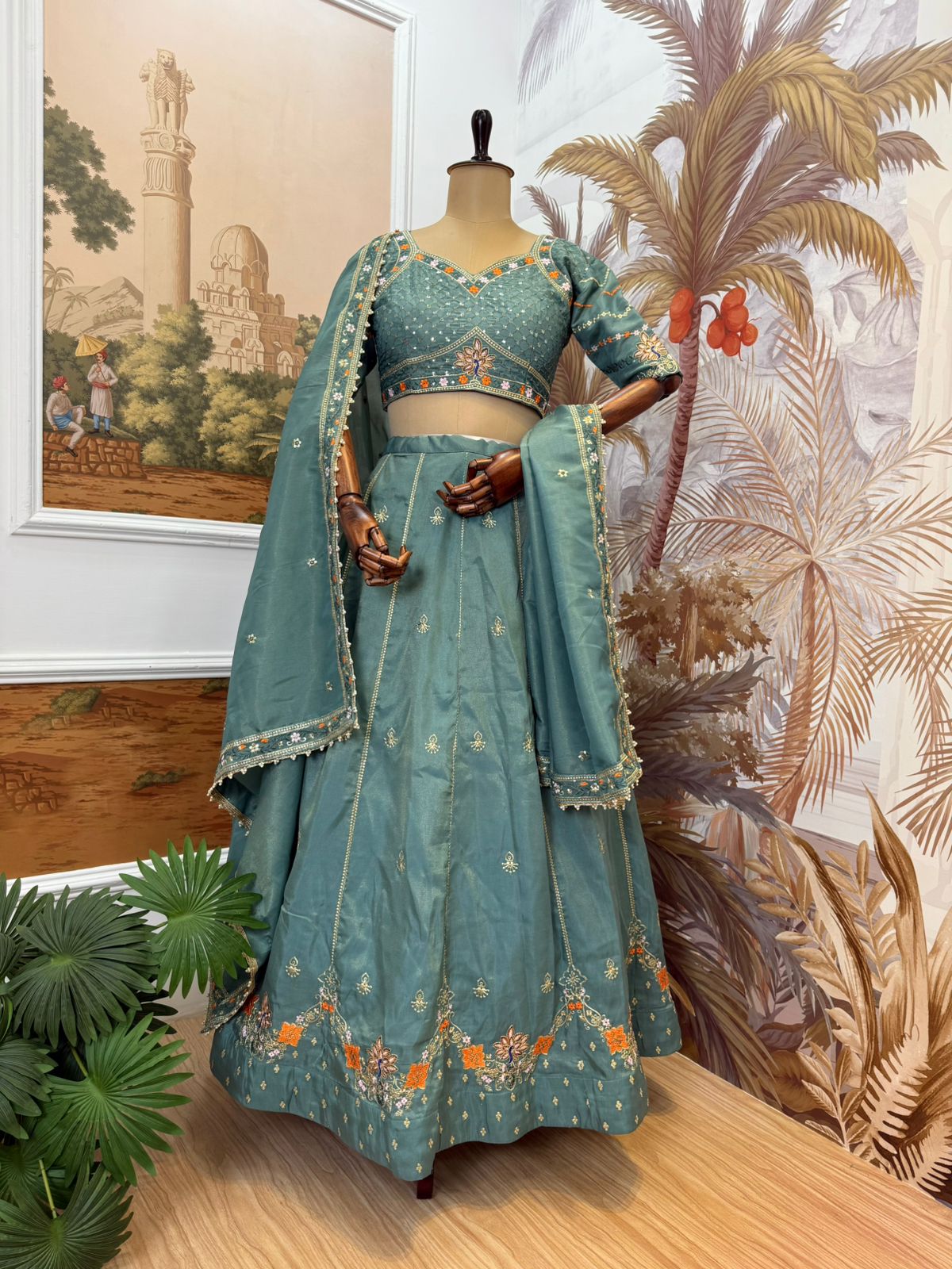 Sea Green Premium Shimmer Lehenga