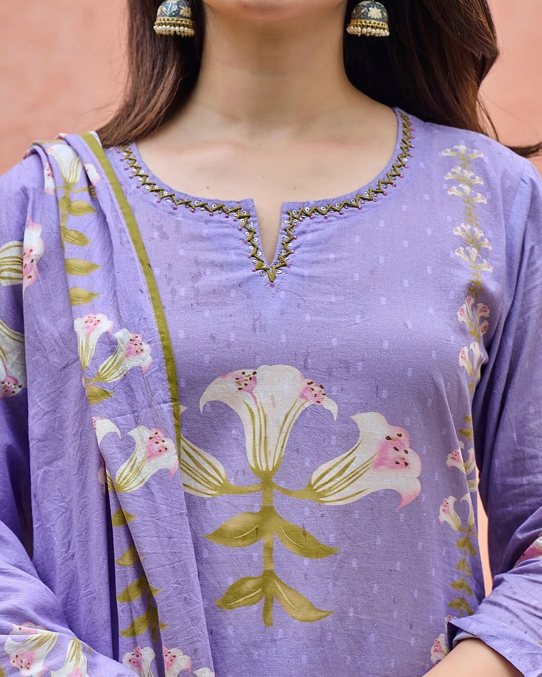 Lavender Premium Soft Lilac Cotton Kurti