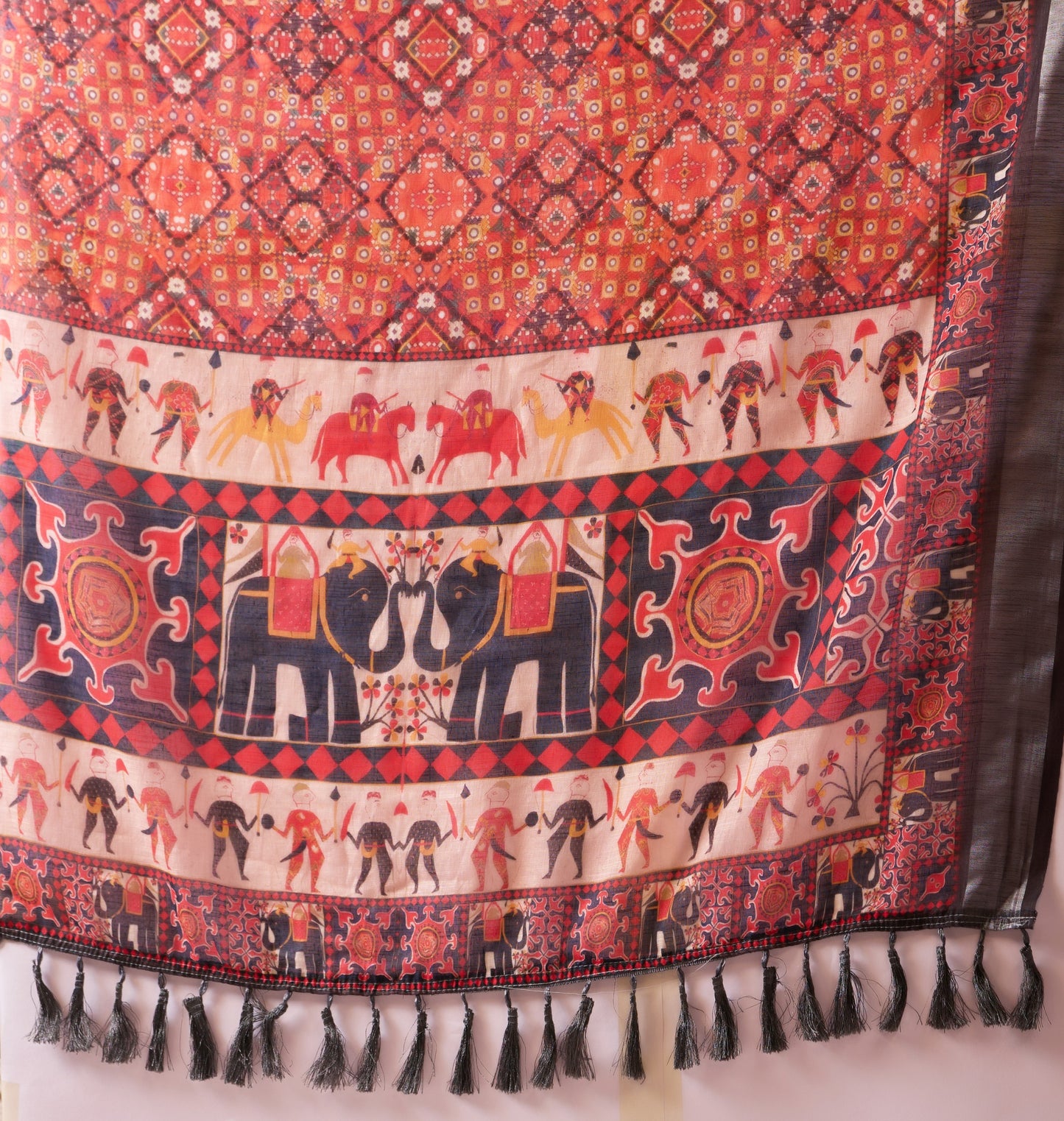 Peach Prewmium Line Cotton Saree