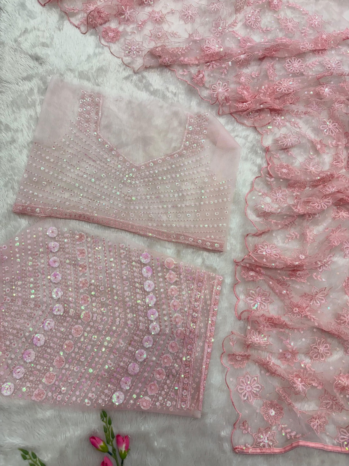 Pink Premium Embroidery Wedding Saree