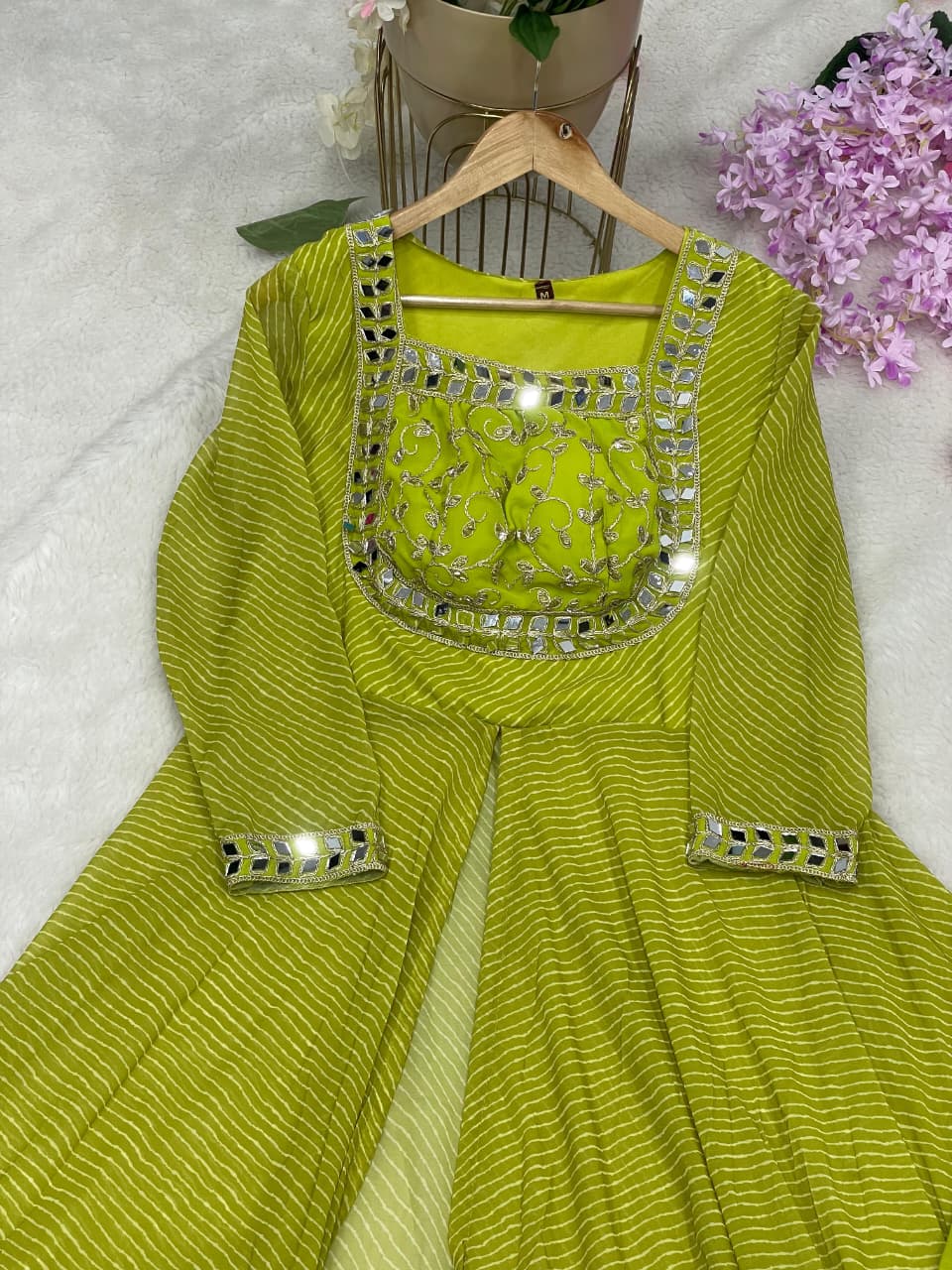 Lime Green Heavy Quality Georgette Gwon