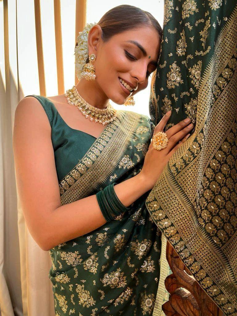 Green Pure Banarasi Silk Saree