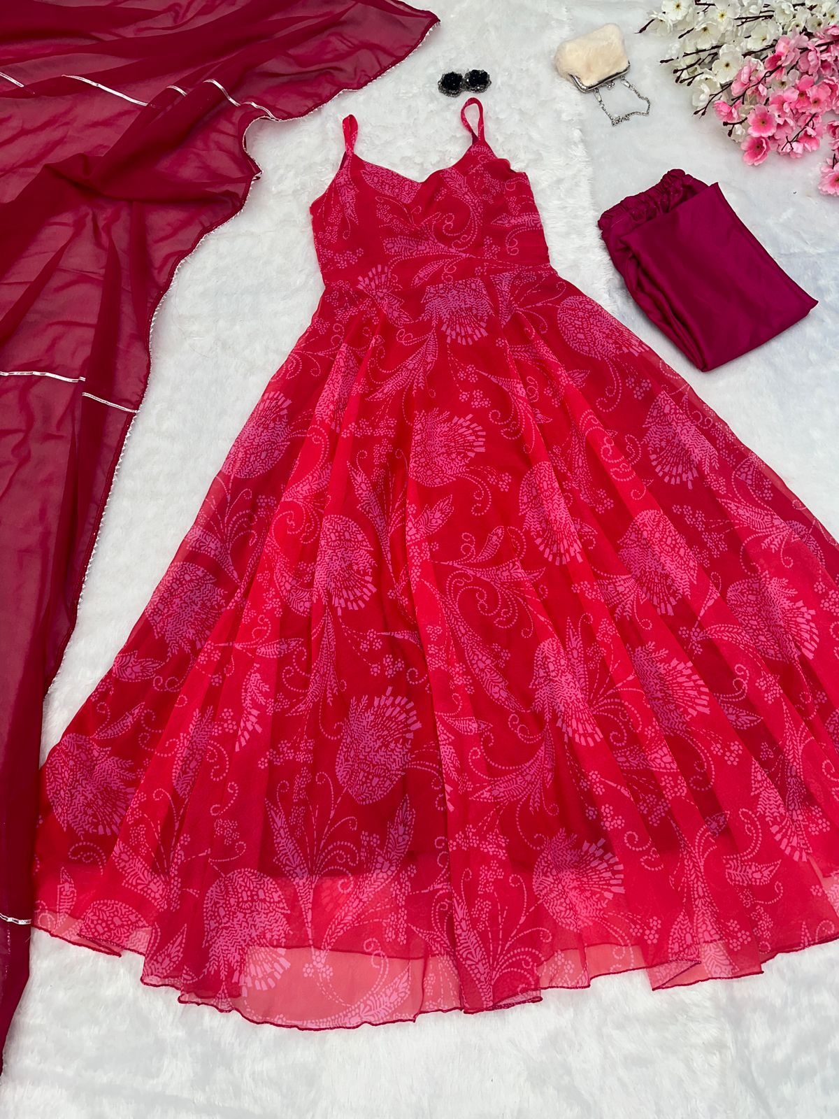 Pink Premium Digital Printed Anarkali Suit