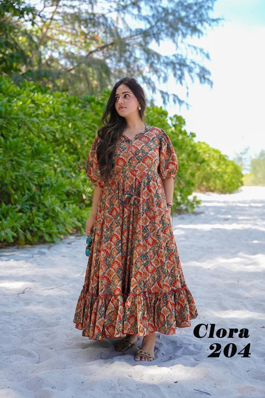 Multicolour Digital Printed Half Inner Dress
