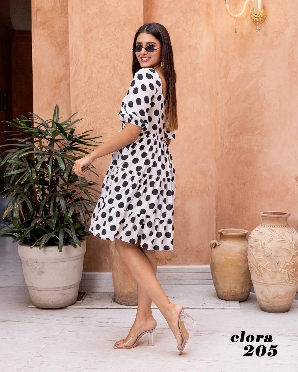 White Exclusive Rayon with Digital Printed Dress