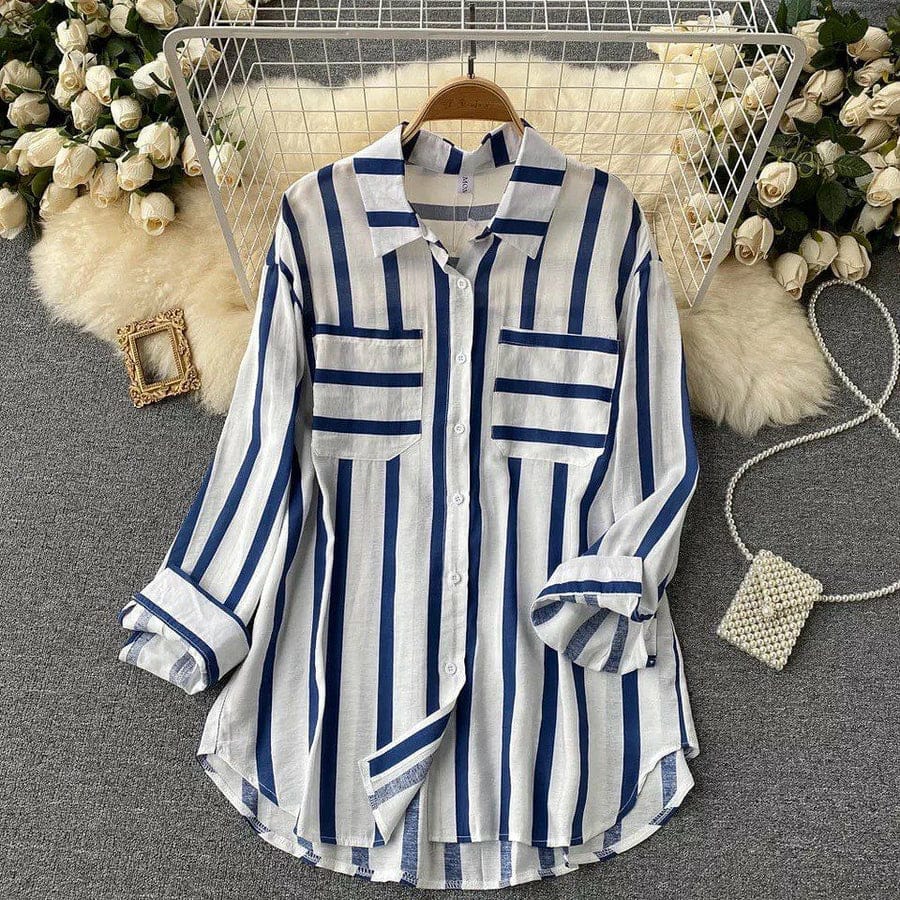 Blue & White Holiday Special Striped Shirt