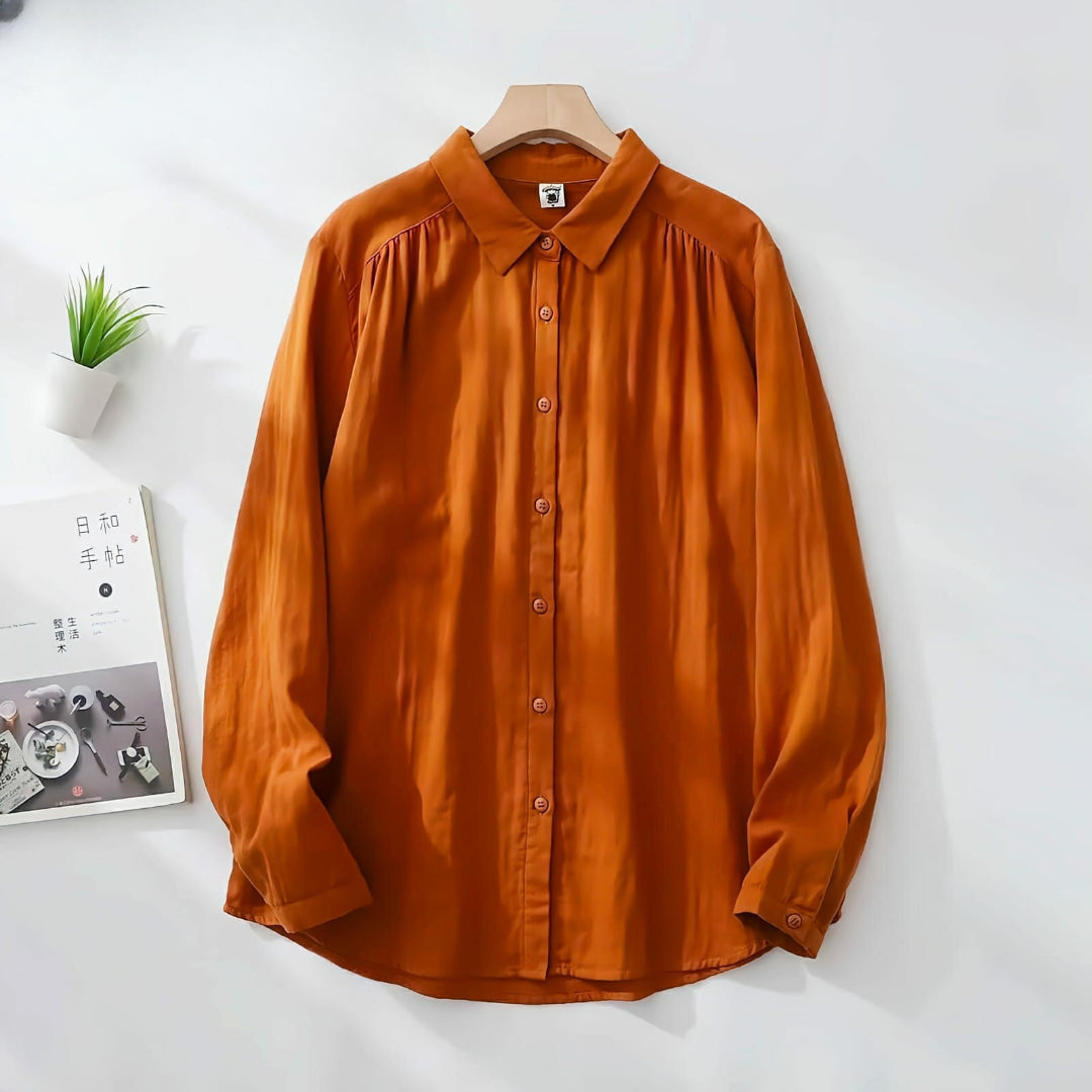 Rust Orange Shiny Texture Shirt