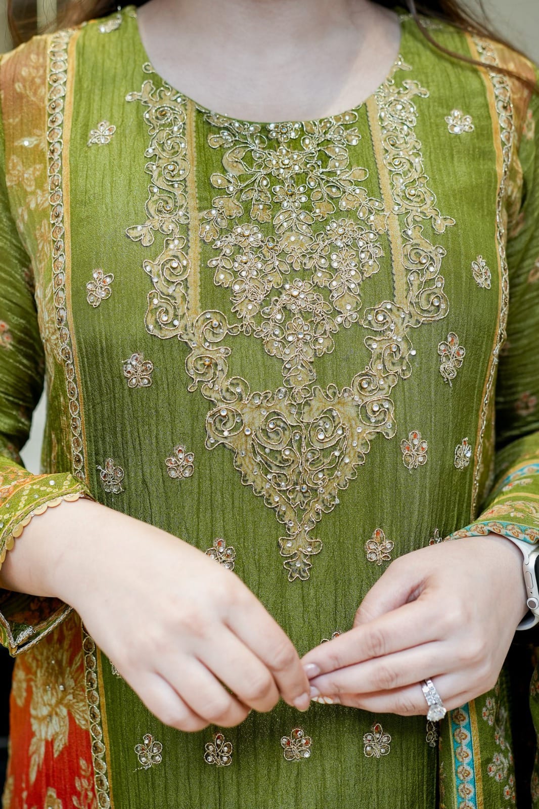 Olive Premium Chinon Kurti Pant & Dupatta