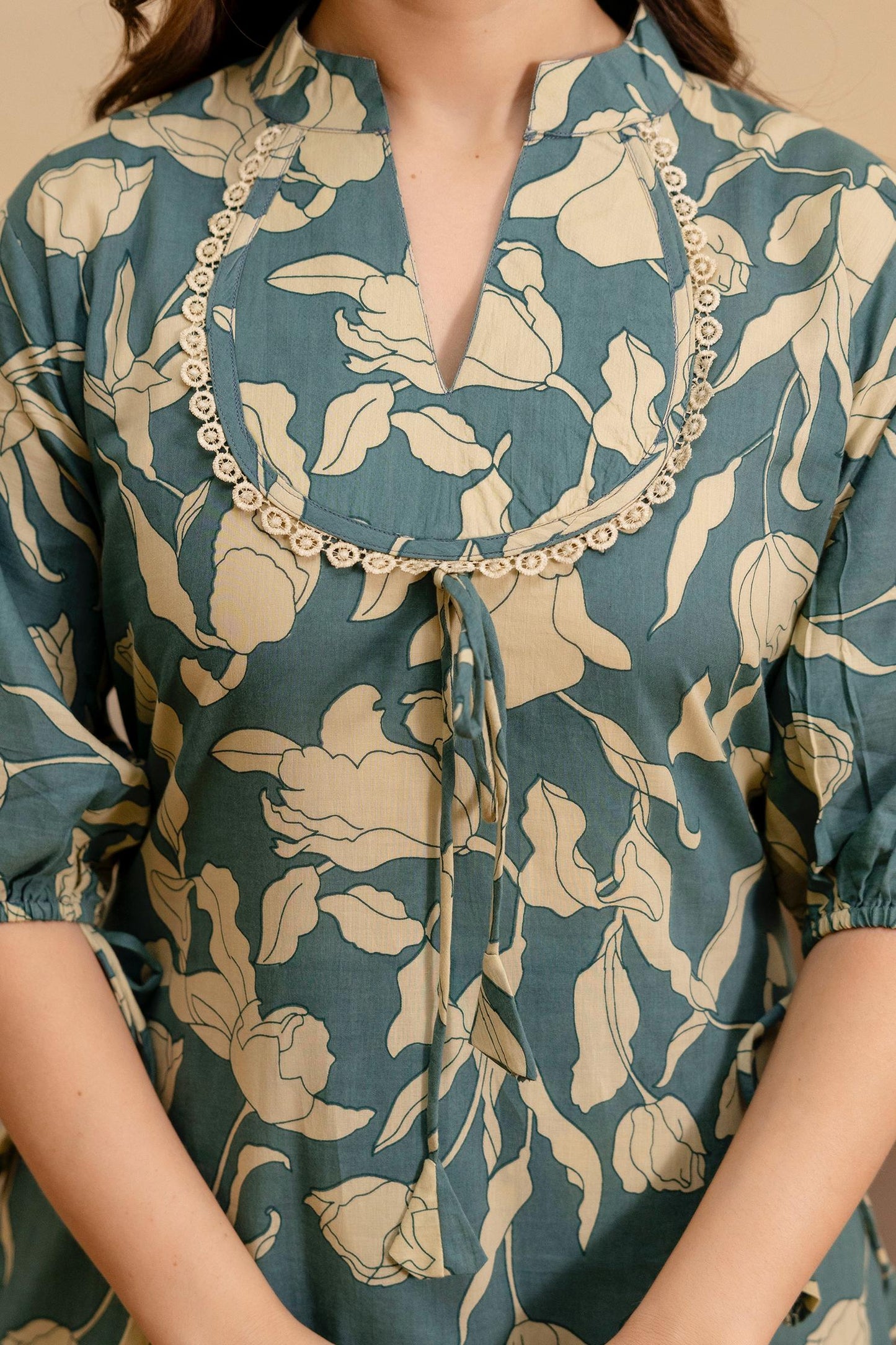 Teal Blue Soft Cotton Straight Co-ord Set