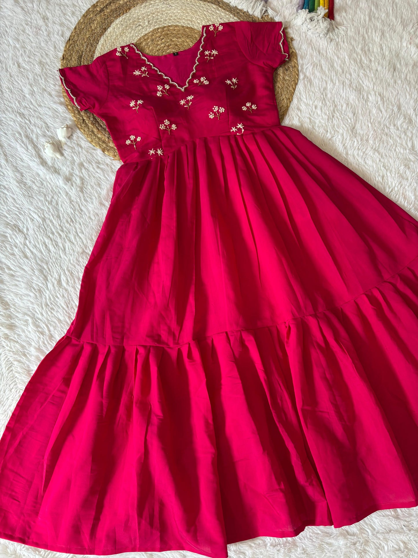 Rani Pink Long One Piece Dress For Women
