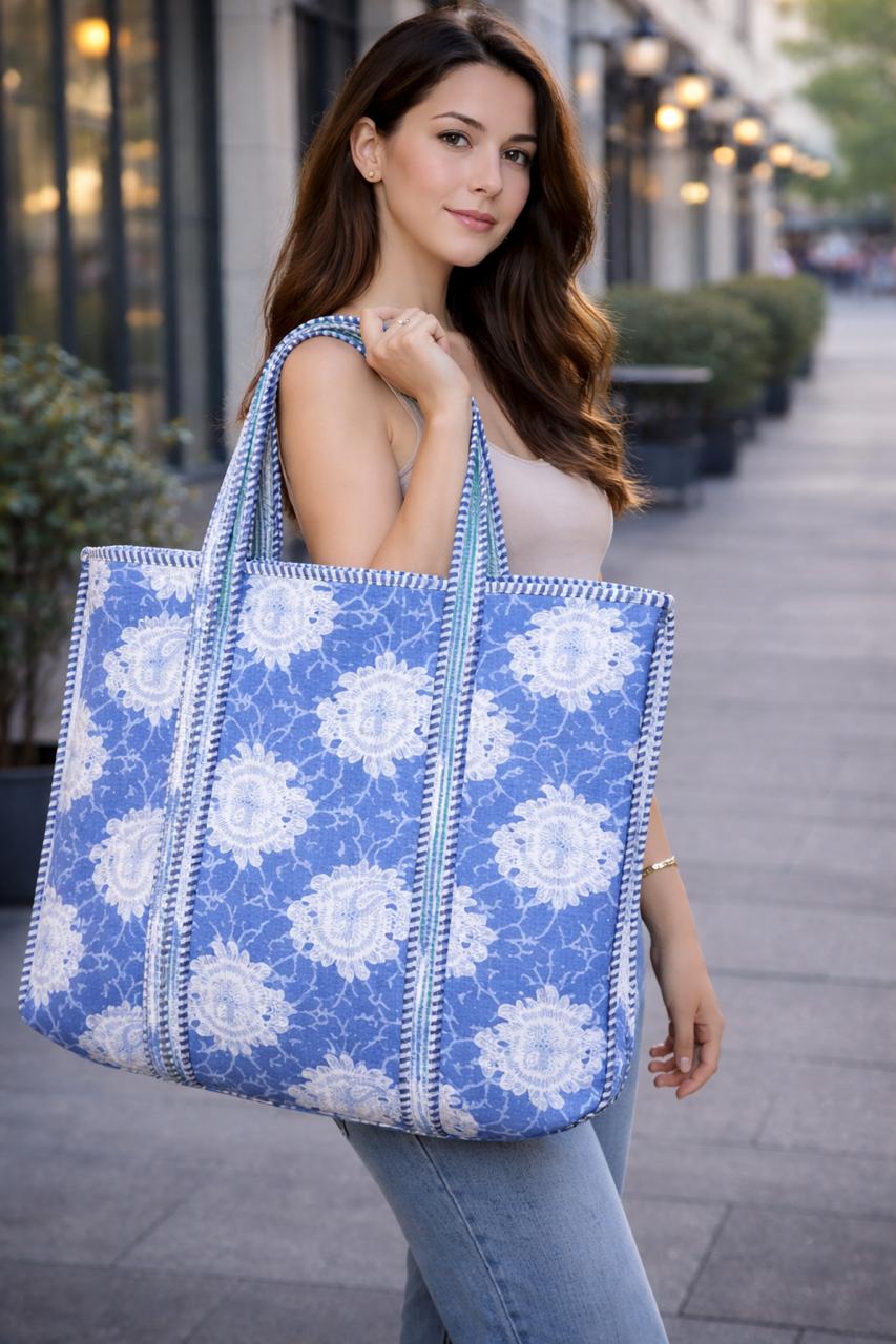 Bloom Print Cotton Tote Bag