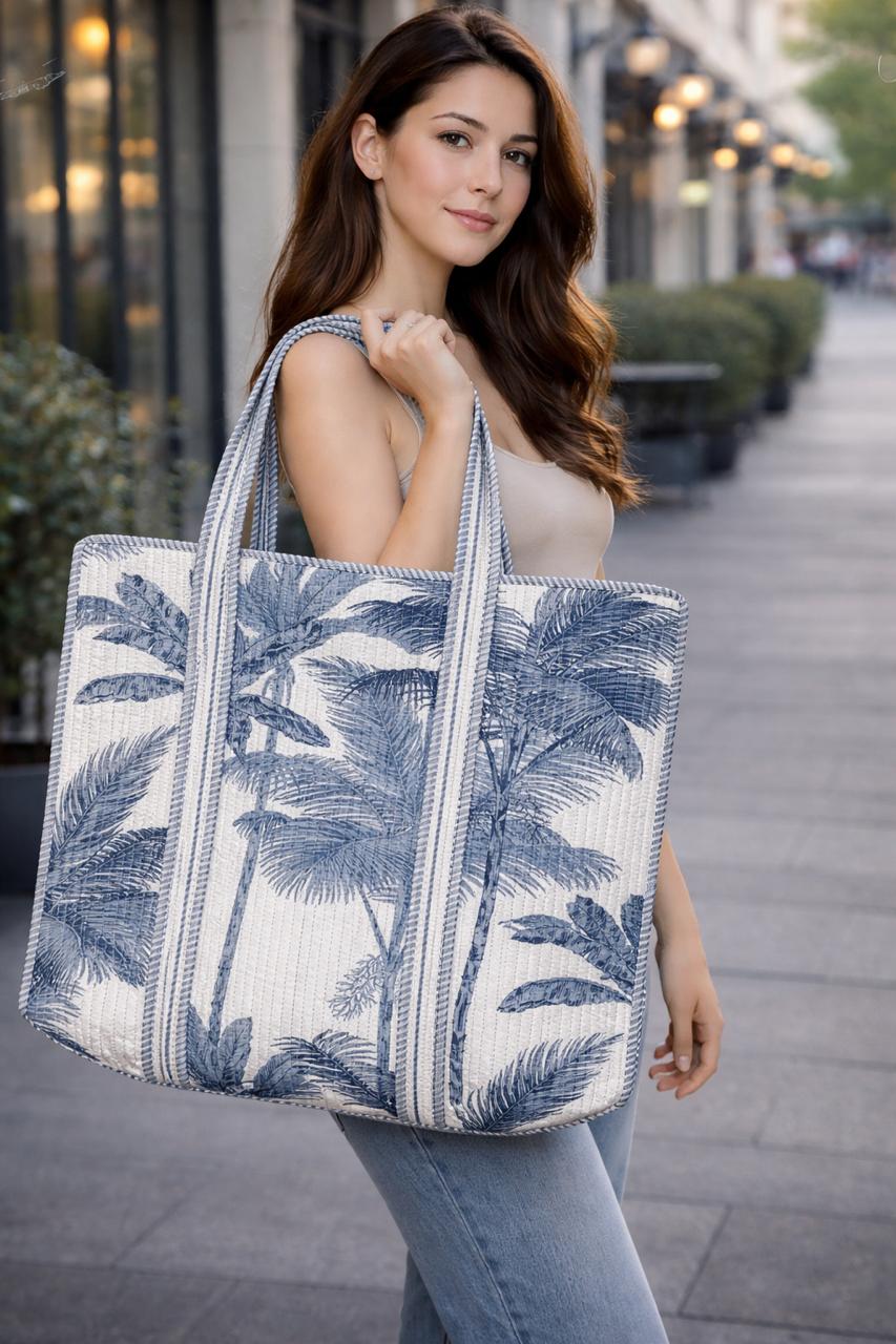 Blue Cotton Tote Bag