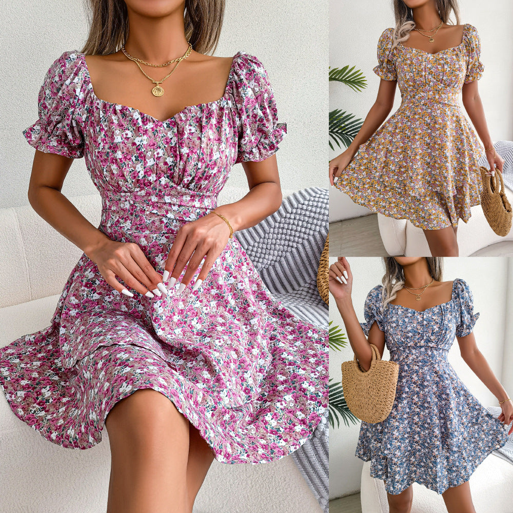 Floral Shirred Mini Dress
