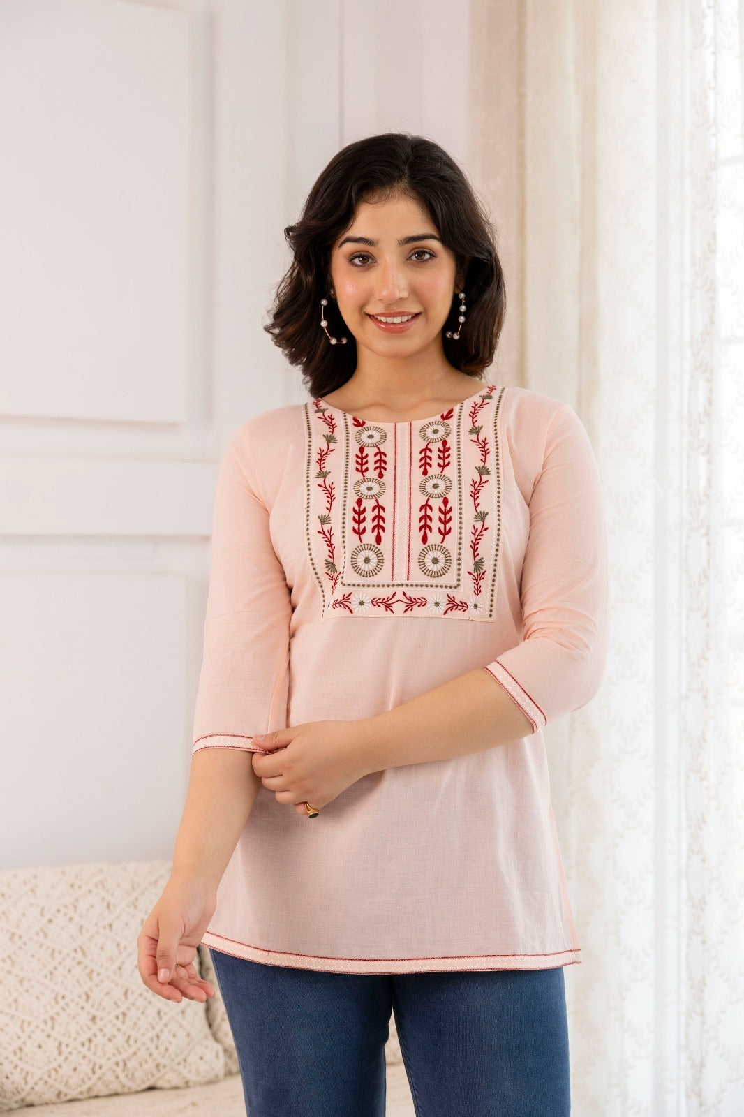 Summer Wear Peach Cotton Top