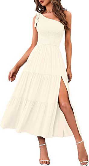 One-Shoulder Split Hem Dress