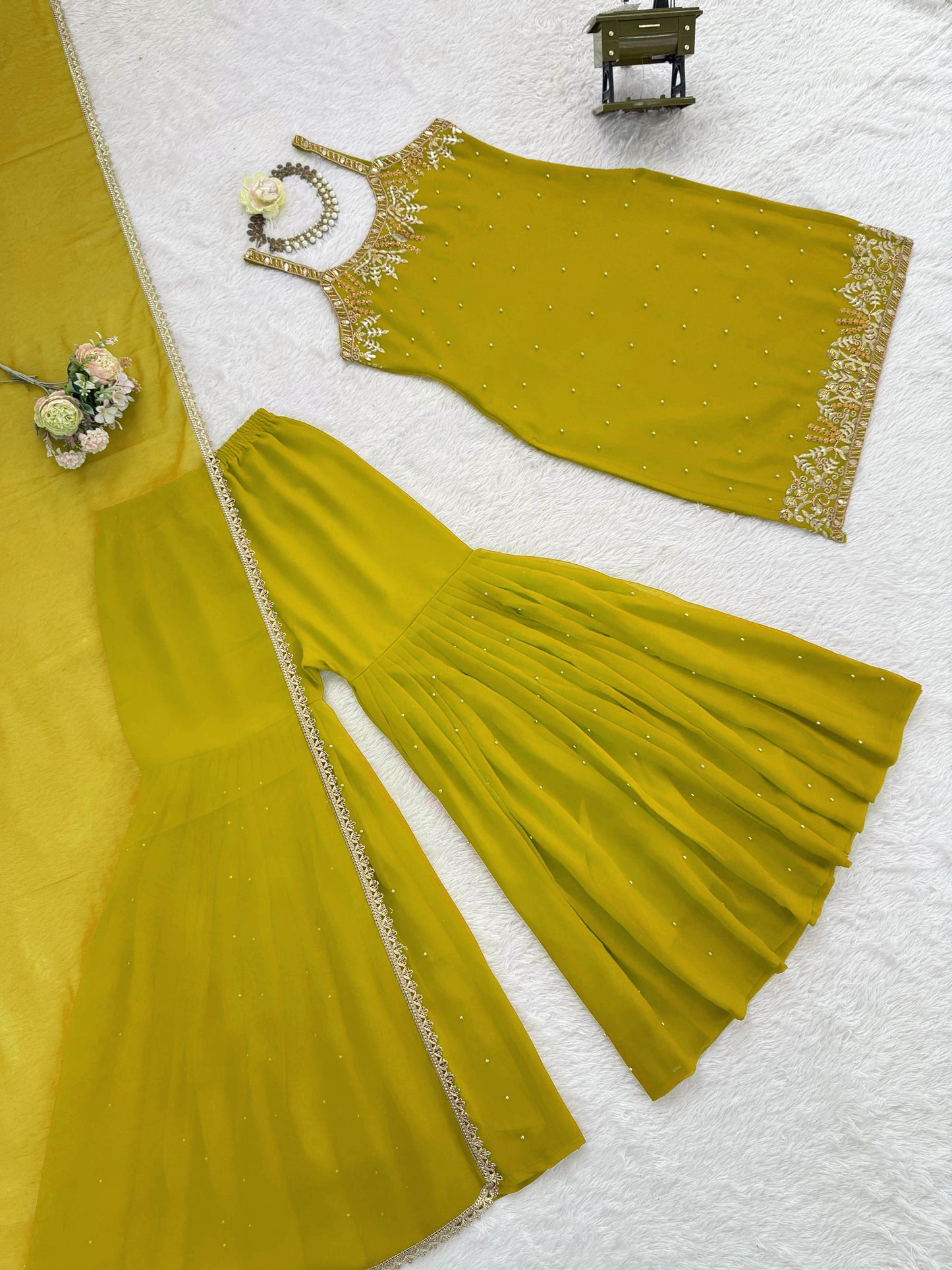 Mustard Yellow Designer Sharara