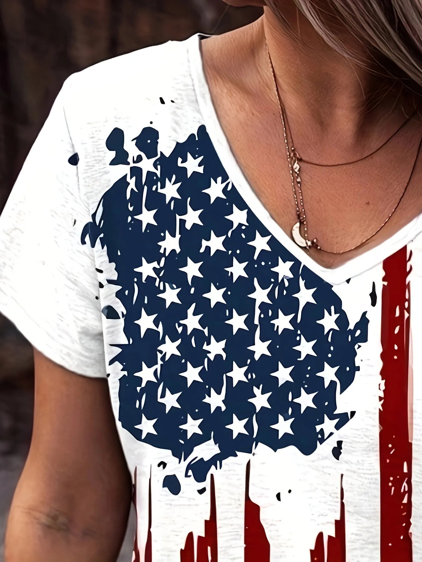 American Flag V-Neck