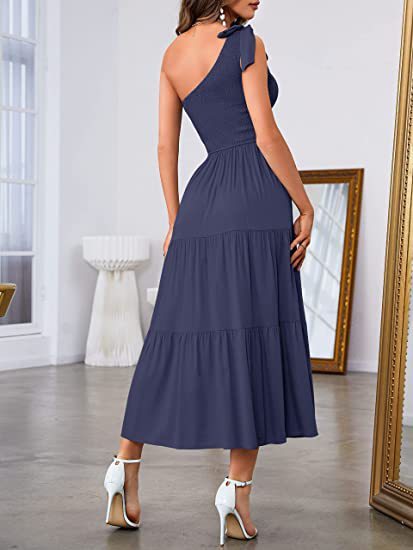 One-Shoulder Split Hem Dress