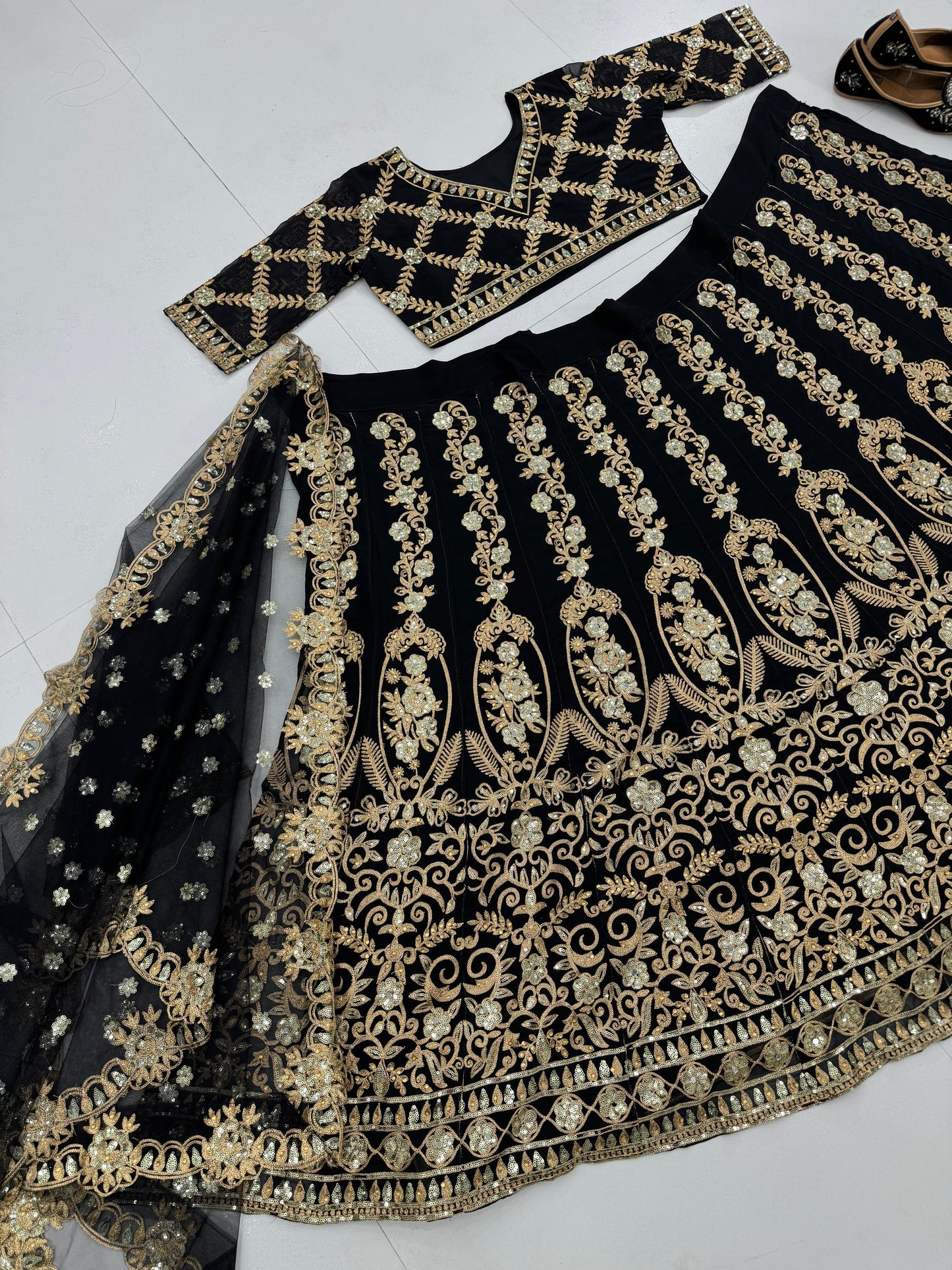Black Bridal Wear Heavy Lehenga
