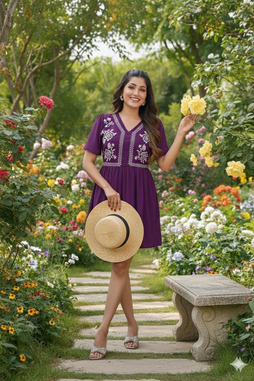 Wine Heavy Georgette With Heavy Embroidery Work Top