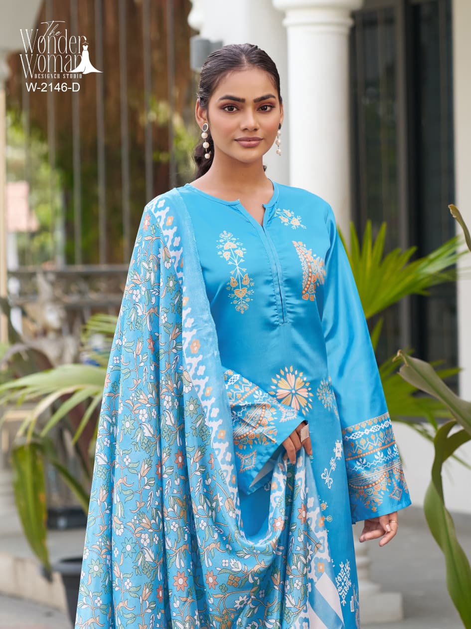 Sky Blue Satin Suit With Chinnon Duppata