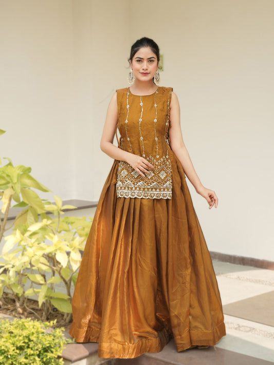 Royal Mustard Silk Lehenga Set with Embroidered Jacket Blouse